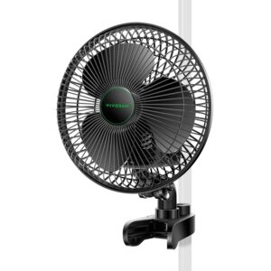 vivosun aerowave a6 6-inch clip-on fan, patented portable indoor fan with clip, 2-speed adjustment, cord, strong airflow but low noise, and fully-adjustable tilt for grow tent, black