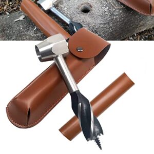 bushcraft hand auger wrench, upgraded hexagon scotch eye wood auger for camping, embedded welding settlers tool- portable survival hand settlers wrench drill bit set by minliguy tool