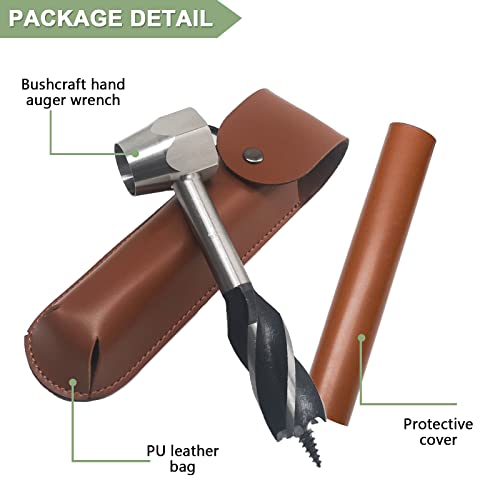 Bushcraft Hand Auger Wrench, Upgraded Hexagon Scotch Eye Wood Auger for Camping, Embedded Welding Settlers Tool- Portable Survival Hand Settlers Wrench Drill Bit Set by MinliGUY Tool