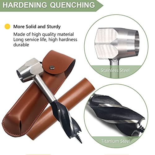 Bushcraft Hand Auger Wrench, Upgraded Hexagon Scotch Eye Wood Auger for Camping, Embedded Welding Settlers Tool- Portable Survival Hand Settlers Wrench Drill Bit Set by MinliGUY Tool