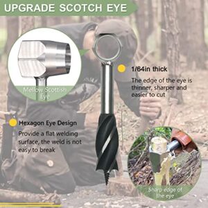 Bushcraft Hand Auger Wrench, Upgraded Hexagon Scotch Eye Wood Auger for Camping, Embedded Welding Settlers Tool- Portable Survival Hand Settlers Wrench Drill Bit Set by MinliGUY Tool