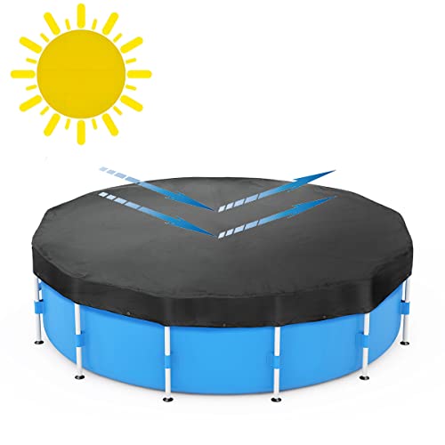 AUKAR Pool Covers for Above Ground Pools - 8 Feet Round Swimming Pool Cover, with Pool Cover Cable and Ratchet Kit