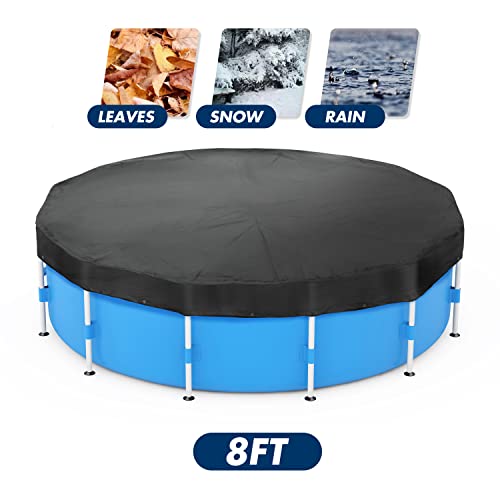 AUKAR Pool Covers for Above Ground Pools - 8 Feet Round Swimming Pool Cover, with Pool Cover Cable and Ratchet Kit