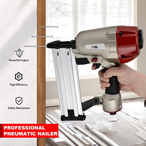 CREWTOWER Concrete Nailer, 14 Gauge 3/4 Inch to 2-1/2 Inch Concrete T Nailer, Pneumatic Concrete Nail Gun for Furring Strips Lath to Masonry Plywood to Concrete Subflooring and Cement, Air Powered