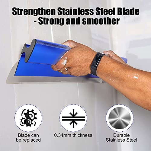 KEZERS 22" /55 cm Skimming Blade, 0.3mm Stainless Steel Blade, Smoothing & Knockdown Drywall Knife, Extruded Aluminum, Durable Wall-Board, High-Impact End Caps