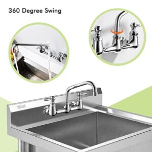 8 Inch Swivel Swing Nozzle Spout Replacement Kit for All Commercial Kitchen Sink Faucet, Add-on Spout Fits for 2 or 3 Bay Compartment Sink, 360 Degree Stainless Steel Chrome Finish(2.2 GPM)