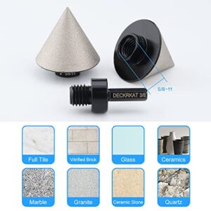 2” Diamond Beveling Chamfer Bit, 50mm Diamond Countersink Drill Bits Enlarging Trimming Holes in Porcelain Ceramic Granite Tiles with 5/8-11 Thread to 3/8” Hex Shank Adapter