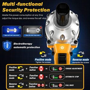 Takuoo 850 N.m Cordless impact wrench,1/2 inch Brushless Impact Wrench,Max Torque 640Ft-lbs(850N.m) electric wrench with 2pcs 4.0Ah Li-ion batteries.6 Sockets Power Impact Driver for Car Pipickup