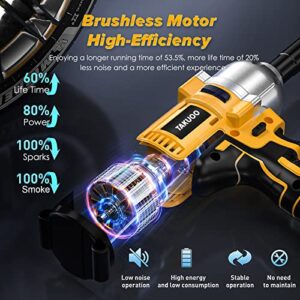 Takuoo 850 N.m Cordless impact wrench,1/2 inch Brushless Impact Wrench,Max Torque 640Ft-lbs(850N.m) electric wrench with 2pcs 4.0Ah Li-ion batteries.6 Sockets Power Impact Driver for Car Pipickup