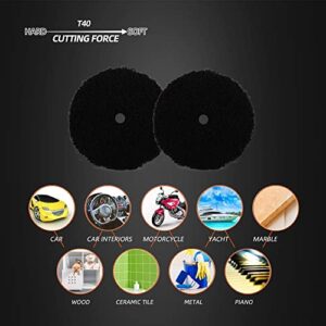 SPTA Microfiber Polishing Pad, 2Pcs 5Inch 125mm Microfiber Pads Microfiber Cutting Disc Microfiber Finishing Disc with Hook & Loop Backing for Car Buffer Polisher Cutting Buffing Waxing and Polishing