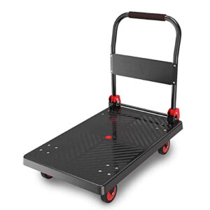 push cart dolly, platform hand truck with 440lb weight capacity and 360 degree swivel silent wheels for loading and storage