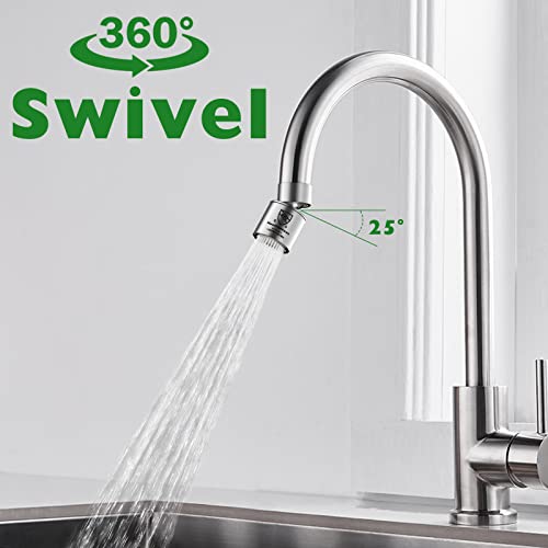 Swivel Faucet Aerator, Faucet Nozzle with 2 Spray Modes,360° NSF Rotate Kitchen Sink Faucet Attachment,Faucet Extender for Kitchen 55/64 inch Female Thread,Kitchen Sink Aerator Chrome