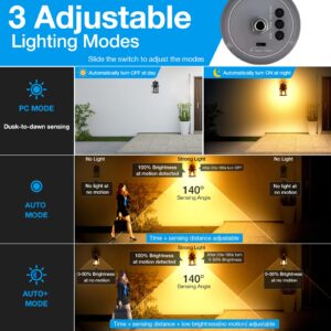 ropelux Outdoor Motion Sensor Porch Light with 2 GFCI Outlets, Dusk to Dawn Wall Light,Anti-Rust Exterior Porch Lights Wall Mount with 3 Modes,Waterproof Light Fixture for House Garage