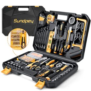 sundpey household tool kit 257-pcs - home auto repair tool set general hand mechanic's tool kit set & wrench sets & socket & portable toolbox storage case for handyman & homeowner & diy
