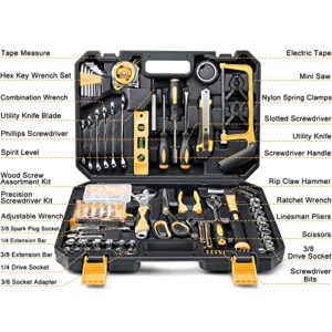 Sundpey Household Tool Kit 257-PCs - Home Auto Repair Tool Set General Hand Mechanic's Tool Kit Set & Wrench Sets & Socket & Portable Toolbox Storage Case for Handyman & Homeowner & DIY