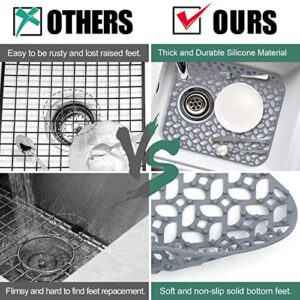 Kitchen Sink Silicone Protector Mat: 2 PCS Sink Mats for Rear Drain Hole, Folding Non-slip Support Grid Sink Mat for Bottom of Stainless Steel Porcelain Sink Protectors Mat 13.8'' x 11.8''
