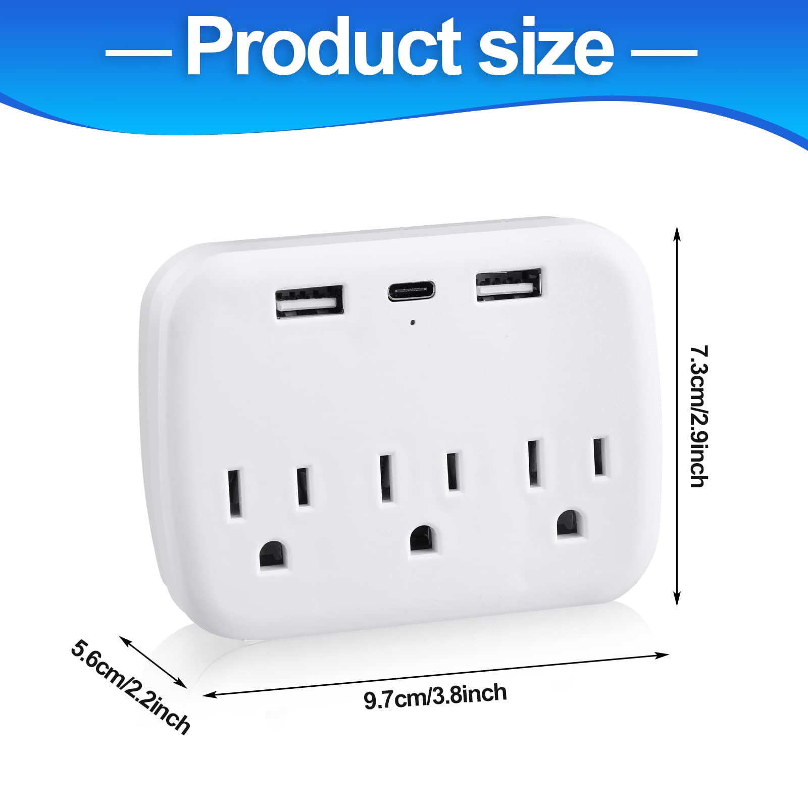 2 Pieces Cruise Essentials Cruise Power Strip Non Surge Protection with USB Ports Travel Adapter Approved for Cruise Ship (White)