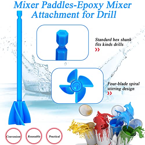 12 Pieces Paint Mixer Drill Attachment,Helix Paint Mixer Resin Drill Mixer Paint Stirrers Drill Attachment for 1 Gallon of Paint Epoxy Resin Silicone Jewelry Casting Molds (Red, Blue, Black, White)