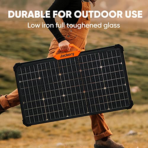 Jackery SolarSaga 80, Dual-Sided Panels Enhanced Power Generation Efficiency of 25%, IP68 Waterproof and Dustproof, Simple & Speedy Setup, Compatible with all Jackery Stations, Made for Outdoors