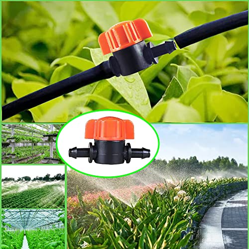 TALEGEN 30 pcs 1/4 Inch Barbed Shut-Off Valve Universal Plastic 1/4” Drip Irrigation Tubing Coupling Valve