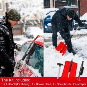 SnowPro 3-in-1 Snow Shovel for Car, Fast Folding and Telescoping Design for Emergency Snow Removal - Compact Snow Shovel with Gloves, Snow Brush & Ice Scraper - Collapsible and Portable Utility Shovel