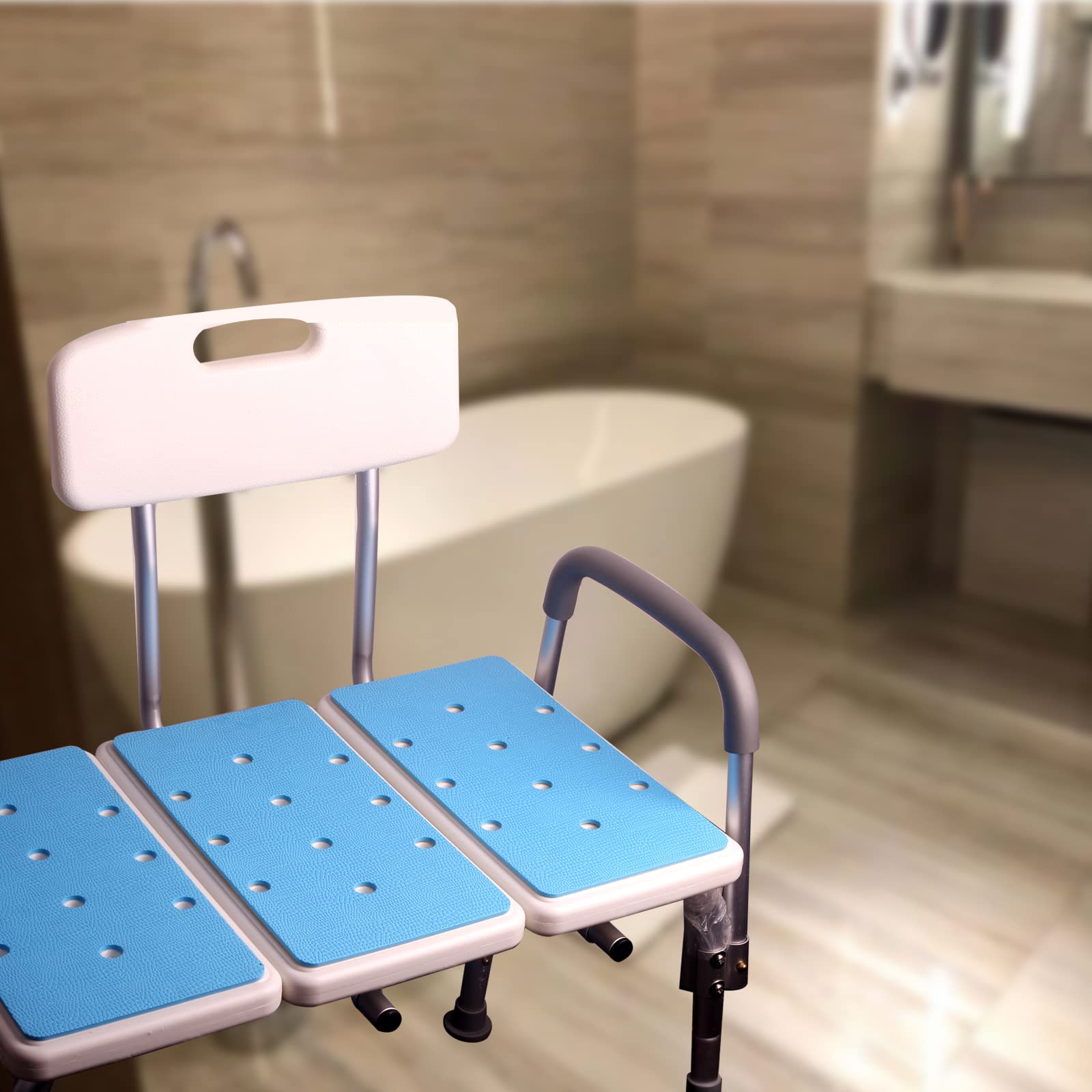 Bathtub Transfer Bench Cushion, Stickable, Slip-Resistant and Waterproof Seat Foam Soft Cushion for Shower Bench, Shower Chair, Bath Chair Pad with Adhesive Backing, Wide Shower Seat Mat