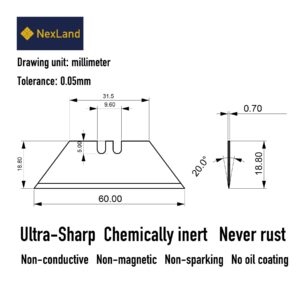 Ceramic Blade UT1 Ultra-Sharp Utility Knife Blades 10pcs (JYCBUT1S60W10)