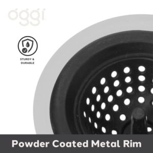 OGGI Silicone & Metal Sink Stopper- Great Kitchen Sink Stopper, Silicone Drain Stopper, Sink Plug, 4.6˝ Diameter Metal Rim, Black