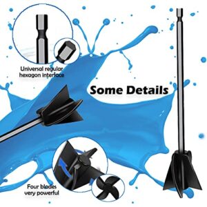 IHUIXINHE 4 Pcs Resin Mixer Paddles,Paint Mixer Drill Attachment for Mix Epoxy Resin, Paint, Ceramic Glaze and Reduce Bubbles,Black,White