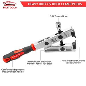 BILITOOLS CV Axle Boot Clamp Pliers Tool 3/8" Drive Heavy Duty Boot Clamp Tool for Ear Clamps