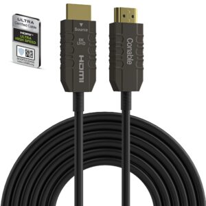 certified 8k fiber optic hdmi cable 35ft, real hdmi 2.1 cable, ultra hd, 48gbps, supports 8k@60hz, 4k@120hz, 2k@144hz, hdr, hdcp 2.2&2.3, dolby, earc for xbox, series x, laptop, switch, ps5, uhd tv
