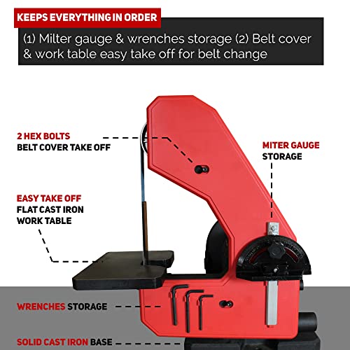 BUCKTOOL Dual Speed 1" x 42" Belt Disc Sander Combo, Bench Knife Sharpener with Large Work Table, Professional Benchtop Belt Sander with Direct-drive 4.8A Brushless Motor for Metalworking, BD1801DS