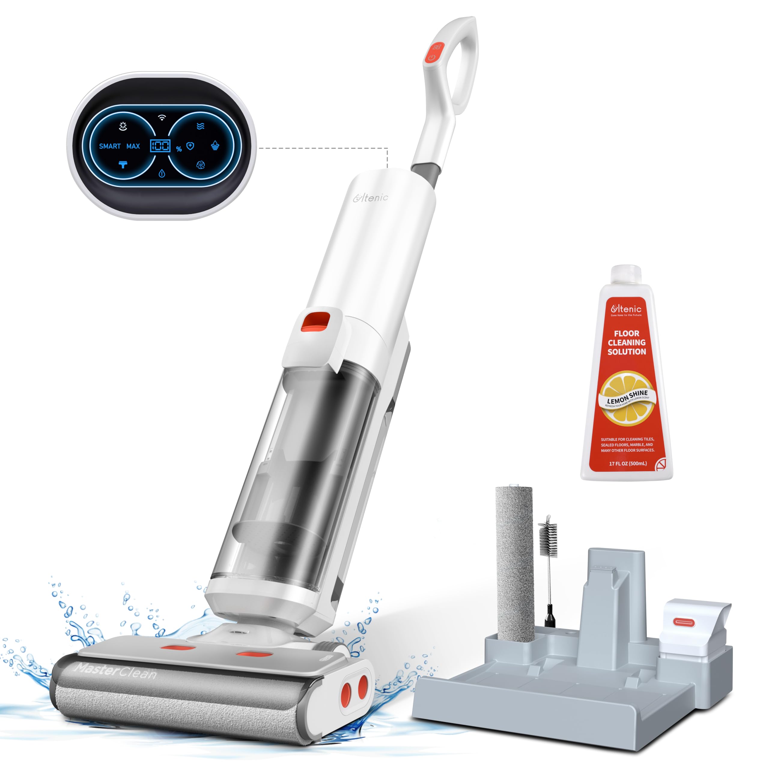 Ultenic Wet Dry Vacuum Cleaner, AC1 Cordless Vacuum Mop All in One Combo for Hard Floors, 45min Runtime, Wet and Dry Mess Separation, Self Cleaning, Powerful Suction for Sticky Messes and Pet Hair