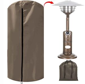 heavy duty tabletop heater cover, 38'' h x 24'' w x 24'' d round stand-up patio heater with table cover-420d oxford silver coated fabric waterproof & dustproof for all weather protection (brown)