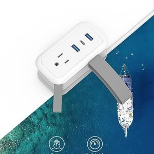 Travel Power Strip with USB, HAFINO 3.9 FT Wrapped Extension Cord Flat Plug with 2 Outlets 3 USB (1 USB C), Small Power Strip No Surge Protector for Cruise Ship Hotel Home Office,White