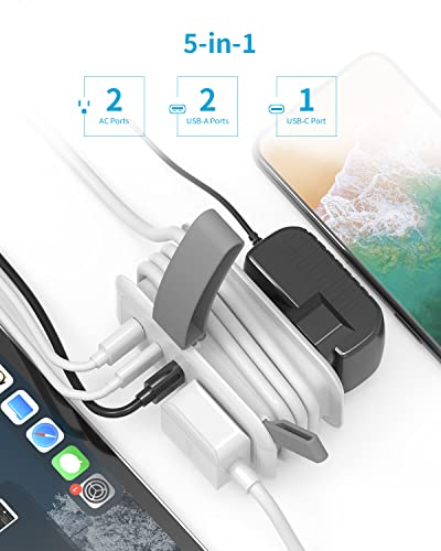 Travel Power Strip with USB, HAFINO 3.9 FT Wrapped Extension Cord Flat Plug with 2 Outlets 3 USB (1 USB C), Small Power Strip No Surge Protector for Cruise Ship Hotel Home Office,White