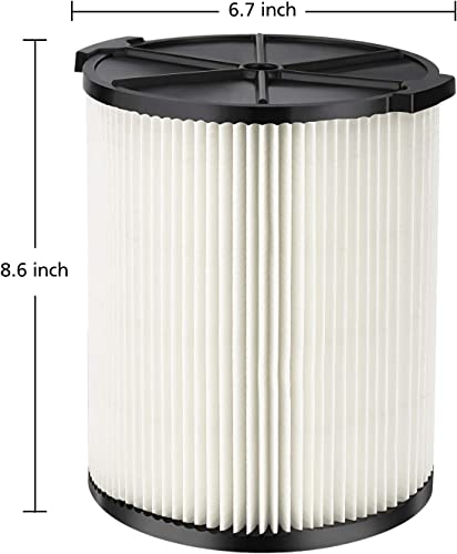 iSingo VF4000 Standard Wet/Dry Vac Filter Compatible with Ridgid 72947 Wet Dry Vacs 5 to 20-Gal, Husky Vacs 6 to 9 Gal, Craftsman 17816 Vacuum, 2 Pack