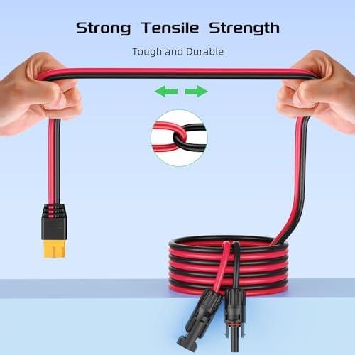 Bateria Power 3.3FT Solar Connector to XT60 Adapter Extension Cable, 12AWG Solar Panel to XT60 Charge Extension Cable for RV Foldable Solar Panel, Portable Power Station, Solar Generator (1PCS)