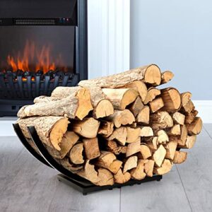 qiang ni curved firewood rack heavy duty wood rack log holder indoor/outdoor for fireplace wood storage (22-inch)