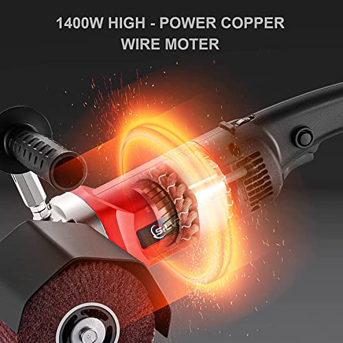 SILVEL 1400W Burnishing Polishing Machine, 110V Handheld Electric Sander Polisher Kit, Stainless Steel Polisher with 6 Speed Adjustable, 500-3000RMP for for Metal, Stainless Steel, Plastic, Wood