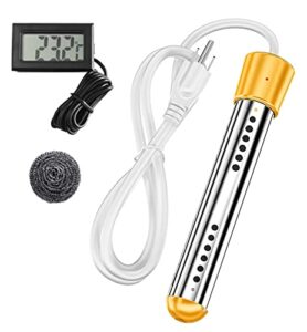 lolicute 1500w bucket heater,portable electric immersion heater, bathtub heater hot water for kitchen/bathroom/outdoor with digital thermometer