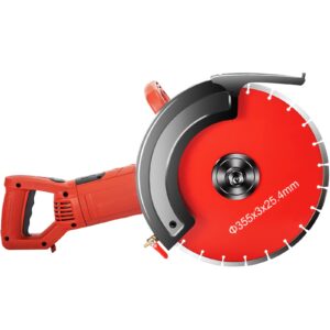 vevor 14" electric concrete saw, 1800w concrete cutter 15amp cut-off saw, wet/dry corded circular saw with 14" blade and attachments, 5" cut depth masonry saw for granite, brick, porcelain