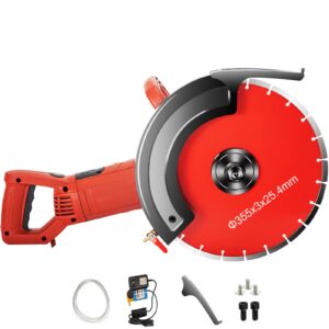 VEVOR 14" Electric Concrete Saw, 1800W Concrete Cutter 15Amp Cut-off Saw, Wet/Dry Corded Circular Saw with 14" Blade and Attachments, 5" Cut Depth Masonry Saw for Granite, Brick, Porcelain