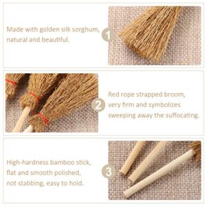 Sewroro 12pcs Mini Broom Hanging Witches Prop Broom Miniature Artificial Mini Straw Brooms for Halloween Party Prop Hangings Decorations