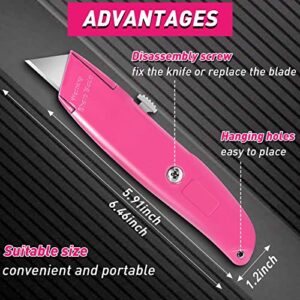 JOYUMY 2 Pack Box Cutter Sharp Utility Knife, Box Cutter Retractable Razor Knife Set, SK-5 Heavy Duty Box Knife Ideal for Cartons, Cardboard, and Boxes (Pink)