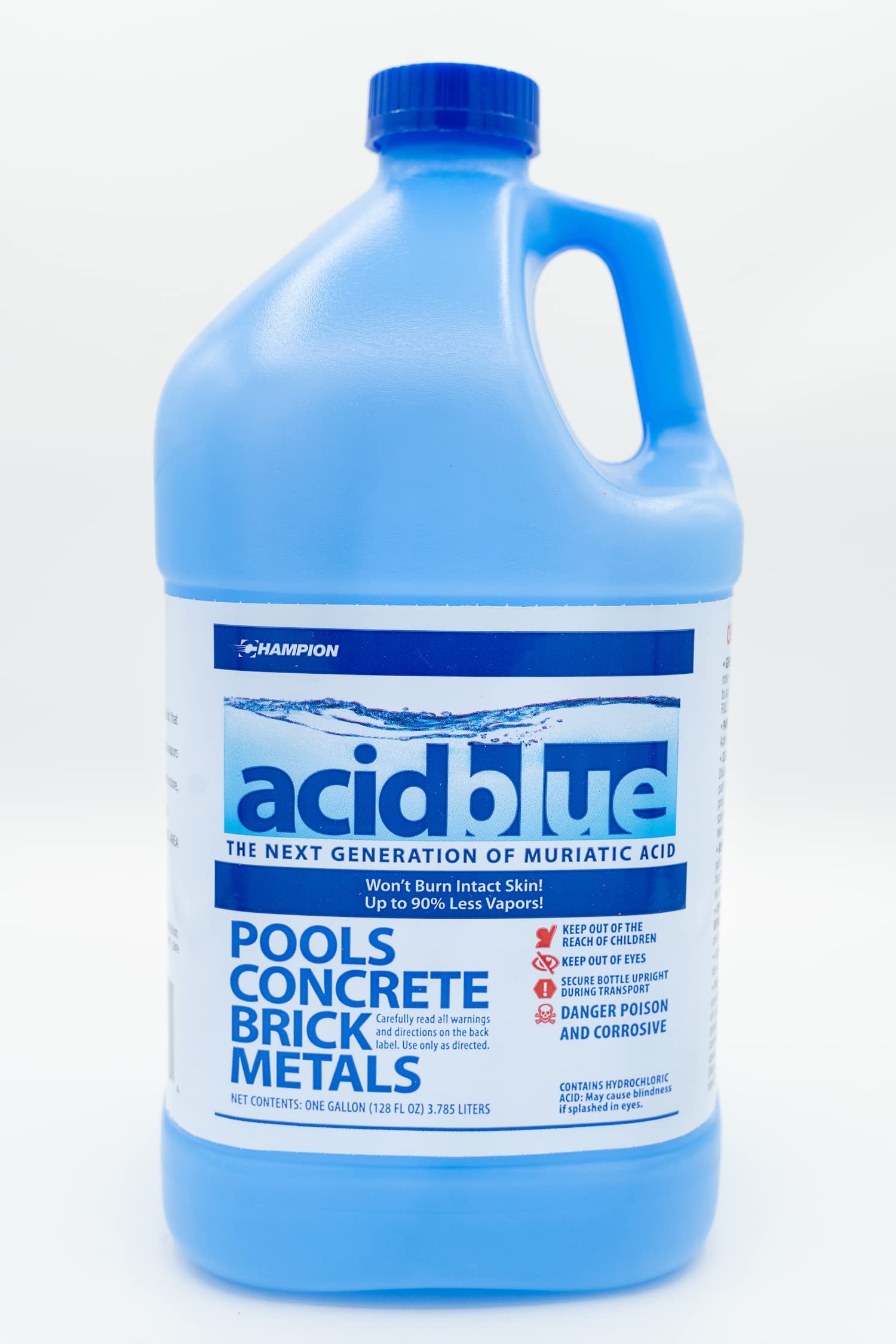 Acid Blue Muriatic Acid by CPDI - Swimming Pool pH Reducer Balancer | Buffered, Low-Fume - Case (4 Gallons)