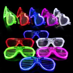 30 pack led light up glasses - 5 colors 2 shapes neon glasses glow in the dark party supplies,glow party favors for kids adults