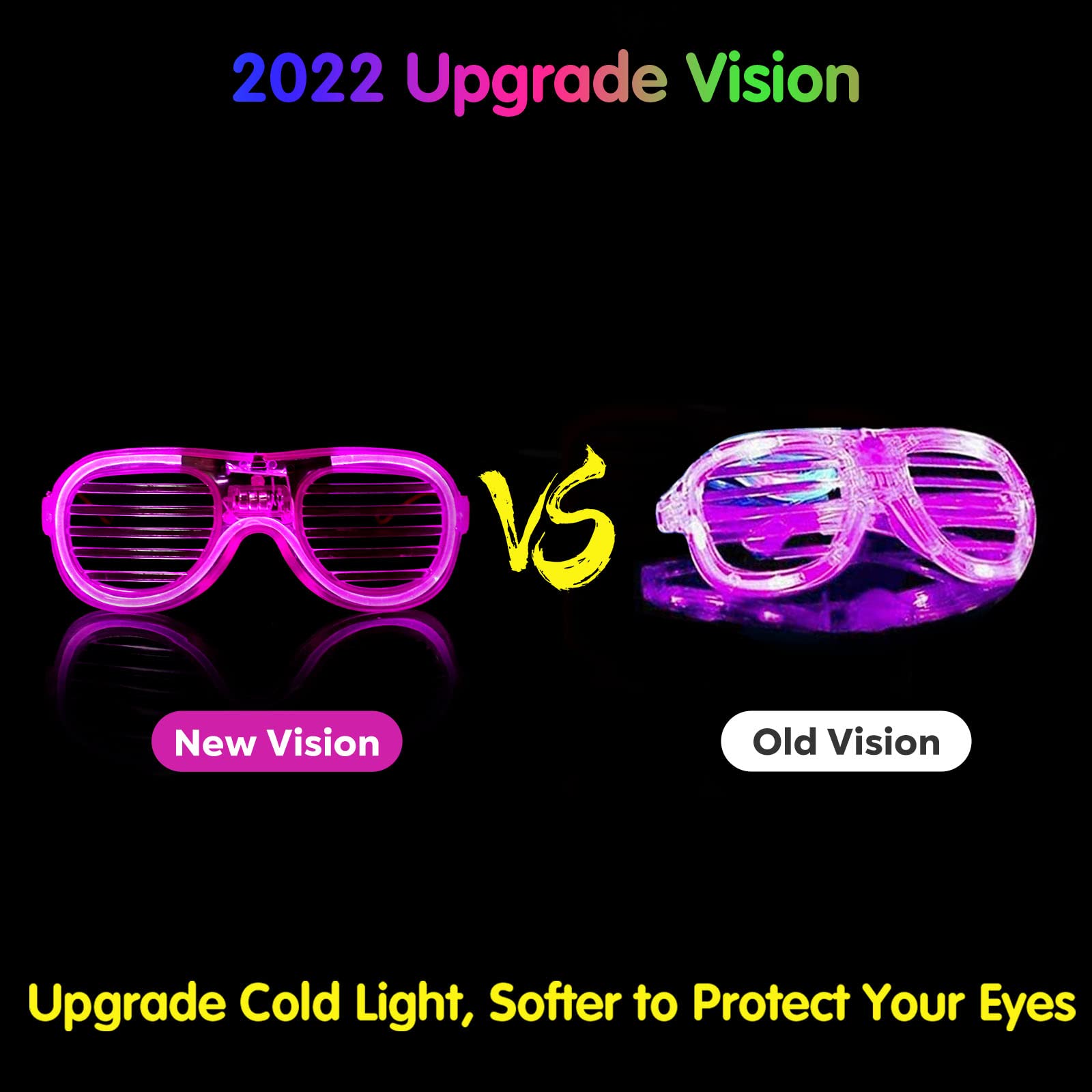 30 Pack LED Light Up Glasses - 5 Colors 2 Shapes Neon Glasses Glow in The Dark Party Supplies,Glow Party Favors for Kids Adults