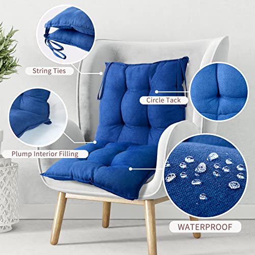 2Pcs Patio Seat Cushions Deep Seating Chair Cushion, Waterproof Cushion for Patio, Outdoor Seat Pads, Back Cushion Set, Office, Dining Chair,19x19x4 Inch (Blue)