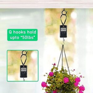 Etoolia 24 Pcs Q Hooks for Outdoor String Lights with Safety Buckle, Christmas Light Hooks and Ceiling Hooks for Hanging Plants, Screw Hooks for Hanging Wind Chimes, Patio Lights & Party Decors